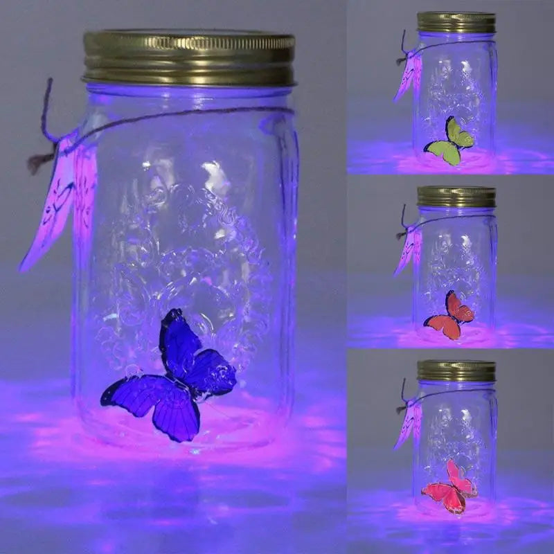 Magic Flying Butterfly Jar LED Lamp Glass Mason Jar Simulation Animated Butterfly Fly Insect Collecting Bottle Home Decor