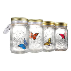 Magic Flying Butterfly Jar LED Lamp Glass Mason Jar Simulation Animated Butterfly Fly Insect Collecting Bottle Home Decor