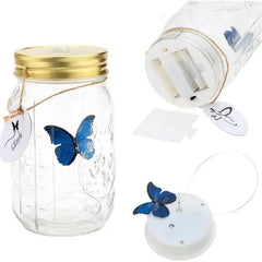 Magic Flying Butterfly Jar LED Lamp Glass Mason Jar Simulation Animated Butterfly Fly Insect Collecting Bottle Home Decor