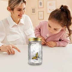 Magic Flying Butterfly Jar LED Lamp Glass Mason Jar Simulation Animated Butterfly Fly Insect Collecting Bottle Home Decor